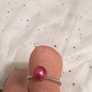 Sterling silver and pink pearl ring